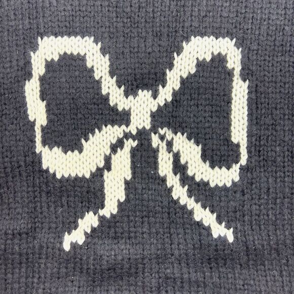 Lisa Says Gah Cece Turtleneck Sweater Size M/L Black Ink Bow Knit Oversized Cozy - Picture 8 of 14